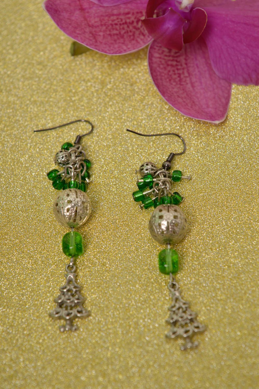 Handmade earrings with charms designer dangling earrings elegant accessory photo 1