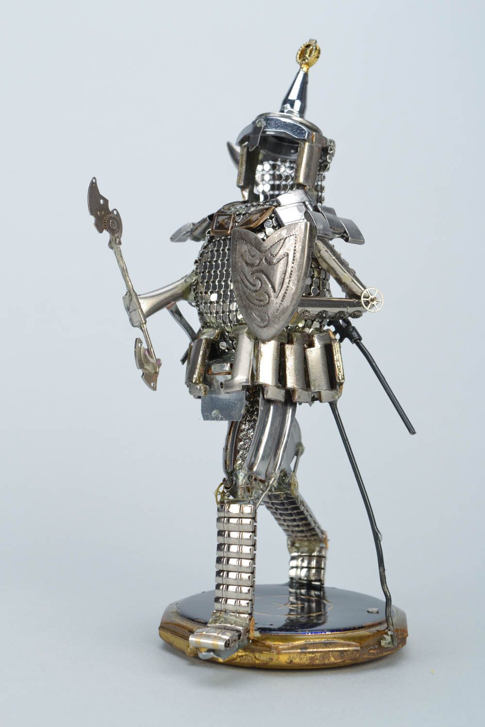 Handmade miniature metal steampunk figurine of middle size Japanese Samurai photo 1