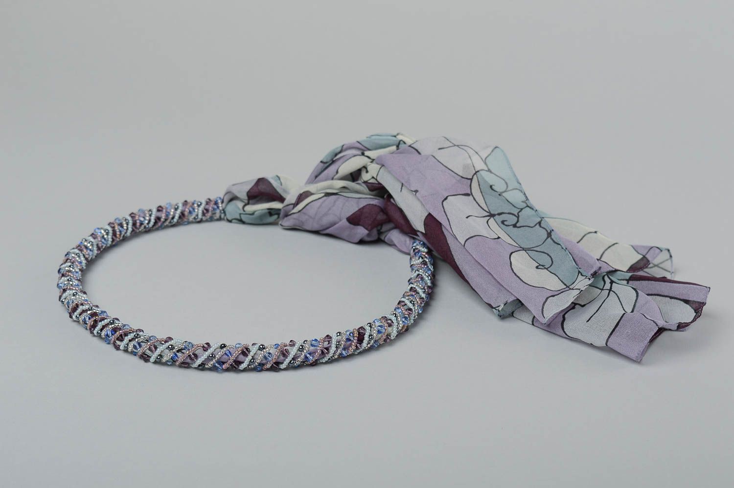 Колье из бисера украшение ручной работы женский шарф оригинальный нарядный фото 2