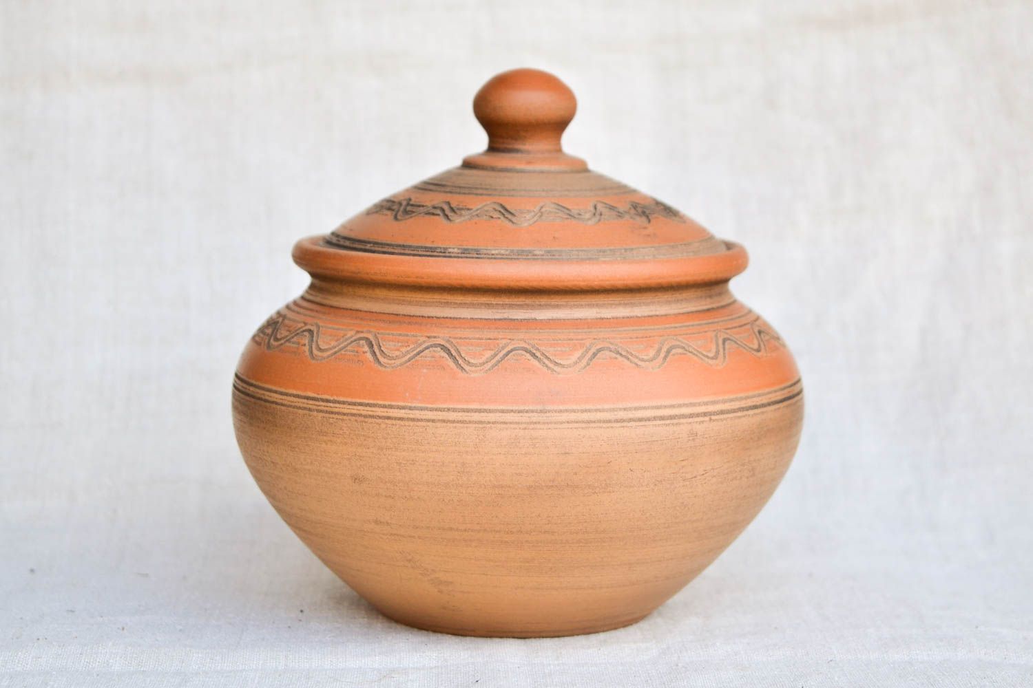 Keramik Topf handmade Ton Geschirr Topf mit Deckel Küchen Zubehör braun  foto 5