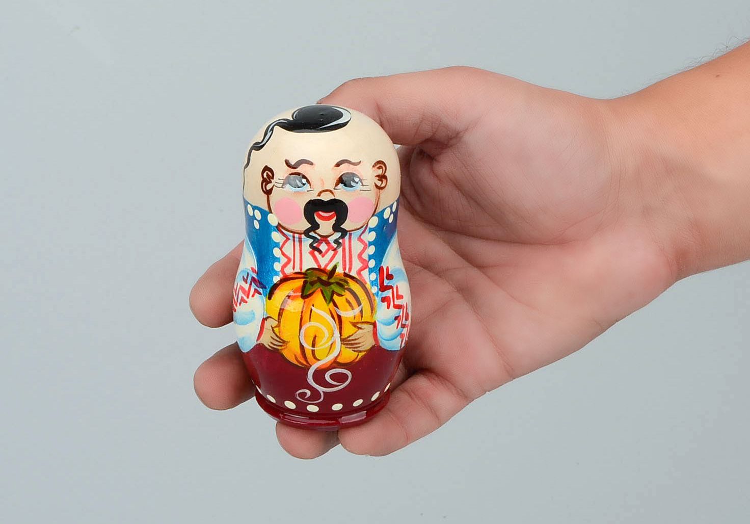 Poupée russe faite main Cosaque avec potiron photo 3
