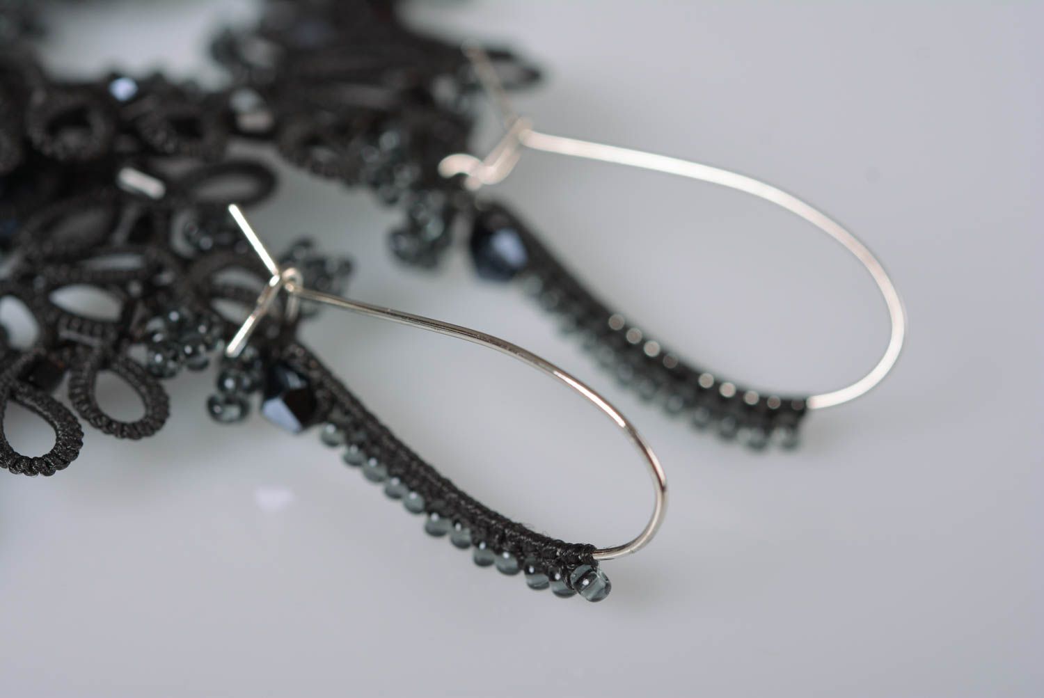 Серьги ручной работы модные серьги серьги из бисера черные для настоящих модниц фото 5