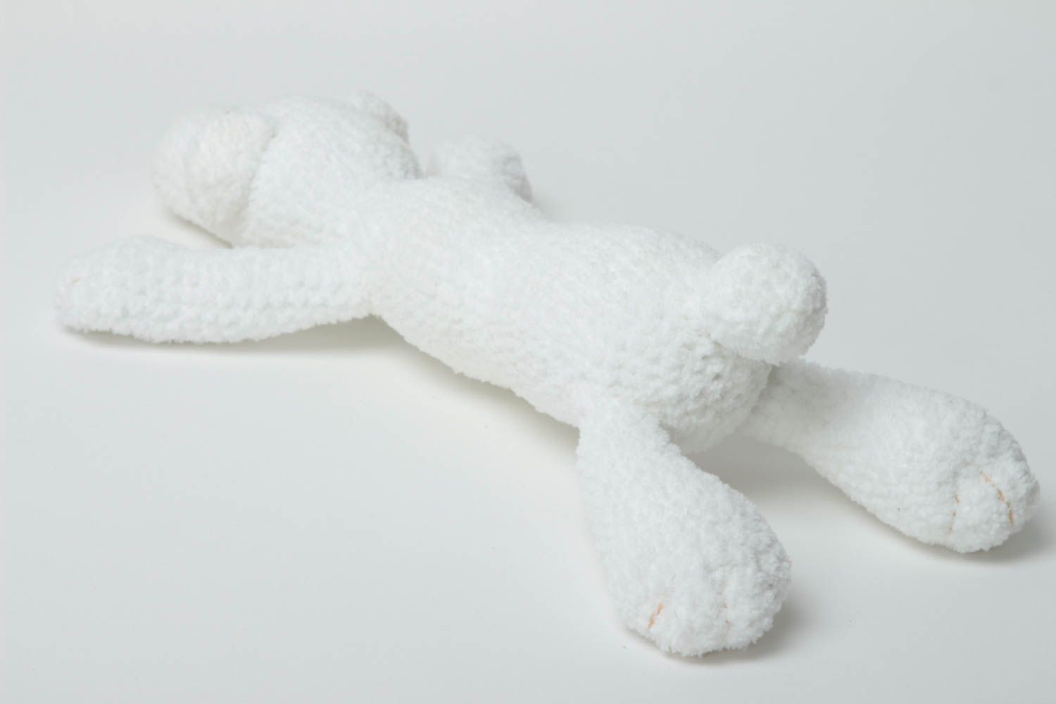 Handmade white crocheted toy unusual cute soft toy designer textile accessory photo 4