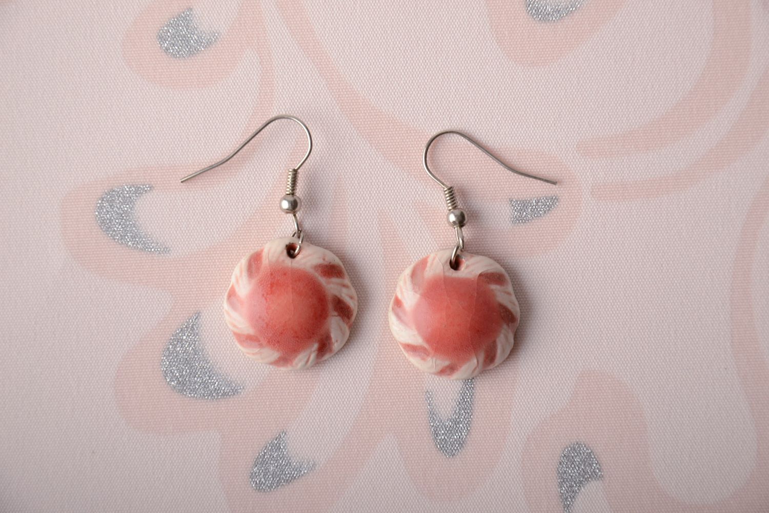 Round colorful ceramic earrings photo 1