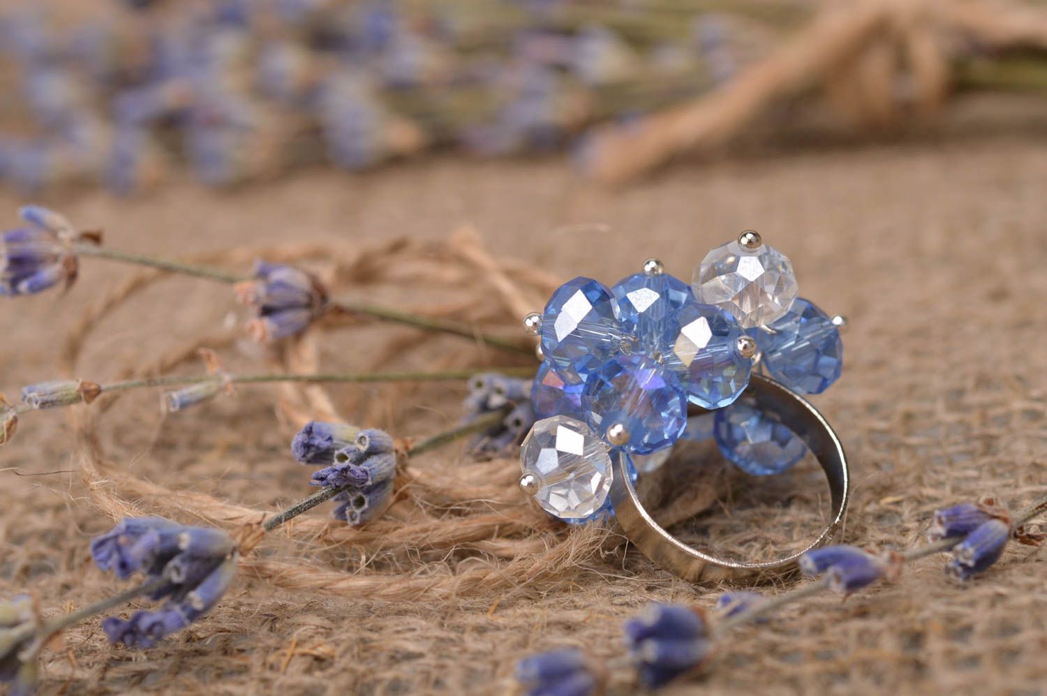 Ring Modeschmuck handmade Ring Damen Mode Accessoires originelle Geschenke blau foto 1