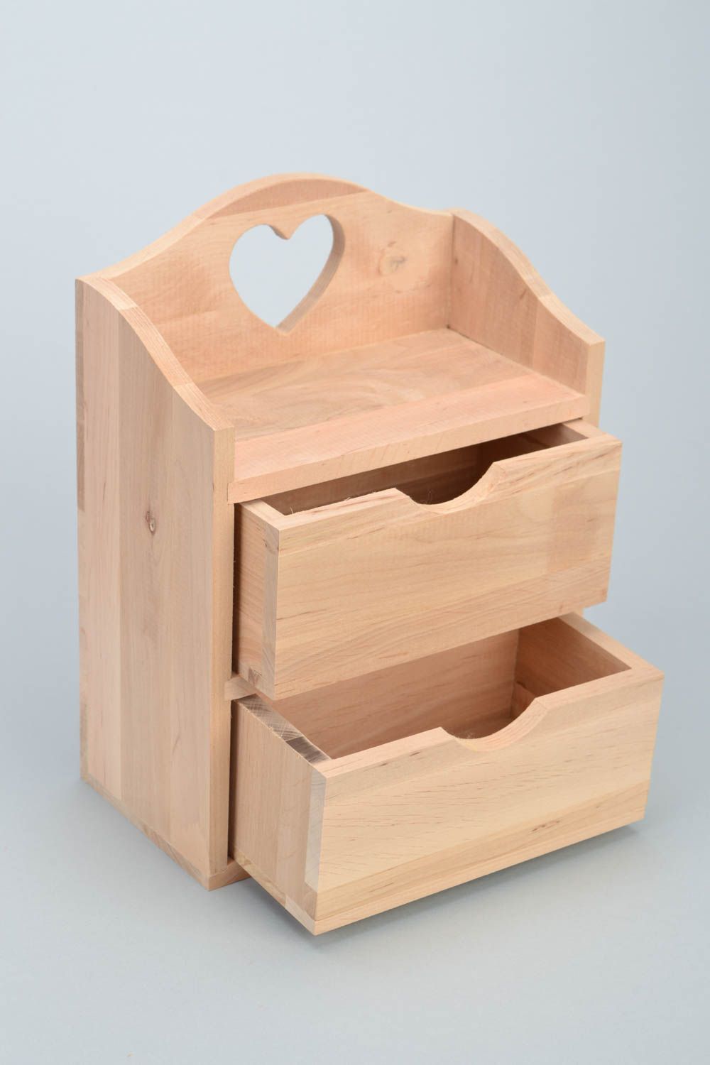 Handmade small wooden mini bureau jewelry box craft blank for decoration photo 4