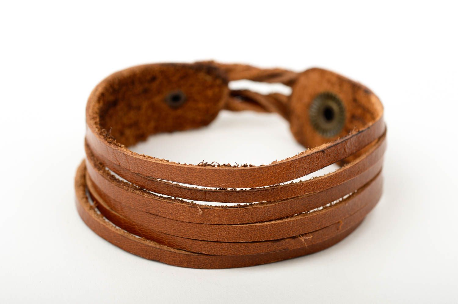 Pulsera de cuero hecha a mano color marrón regalo original brazalete artesanal foto 1