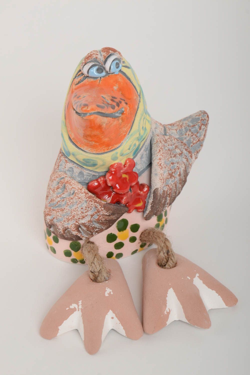 Deko Element Keramik Spardose handmade Wohnzimmer Deko Geschenk für Kind Vogel foto 2