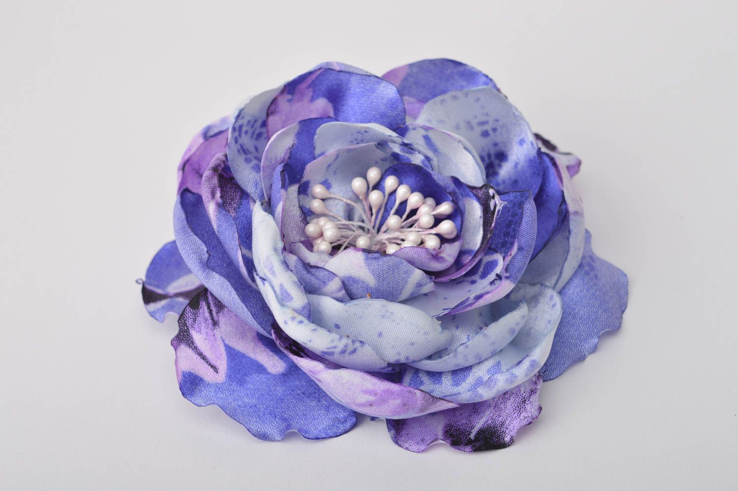 Pinza broche de flor azul hecho a mano accesorio transformador regalo original foto 7
