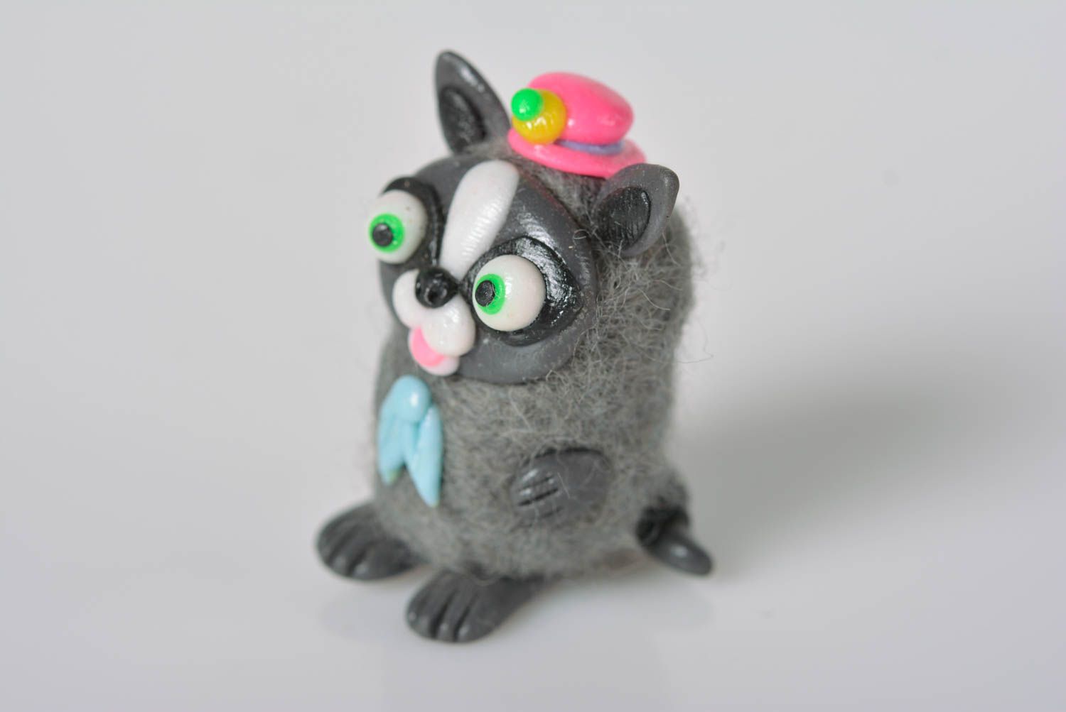 Soft toy for home kids gift handmade interior statuette grey cat figurine photo 3