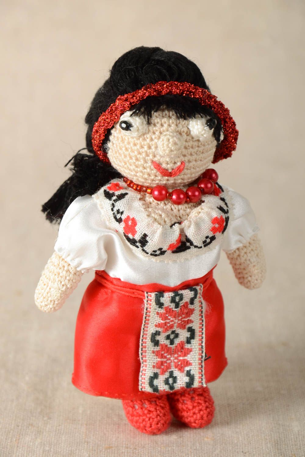 Bright designer doll handmade crocheted toy unusual designer doll cute toy photo 1