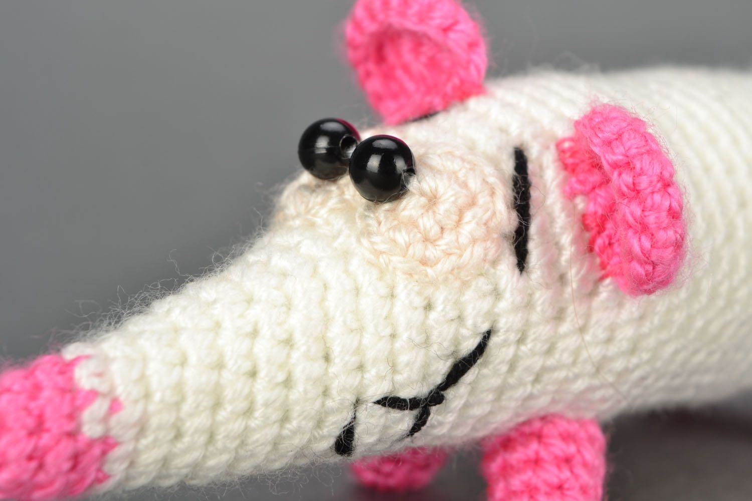 Jouet tricoté au crochet Rat blanc  photo 4