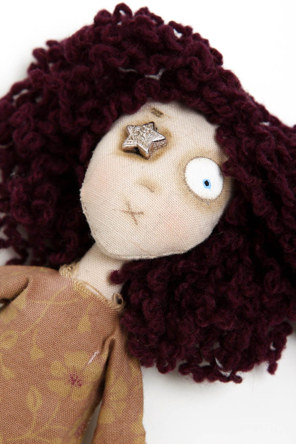Bambola in cotone fatta a mano pupazzo tessile originale e decorativo foto 2