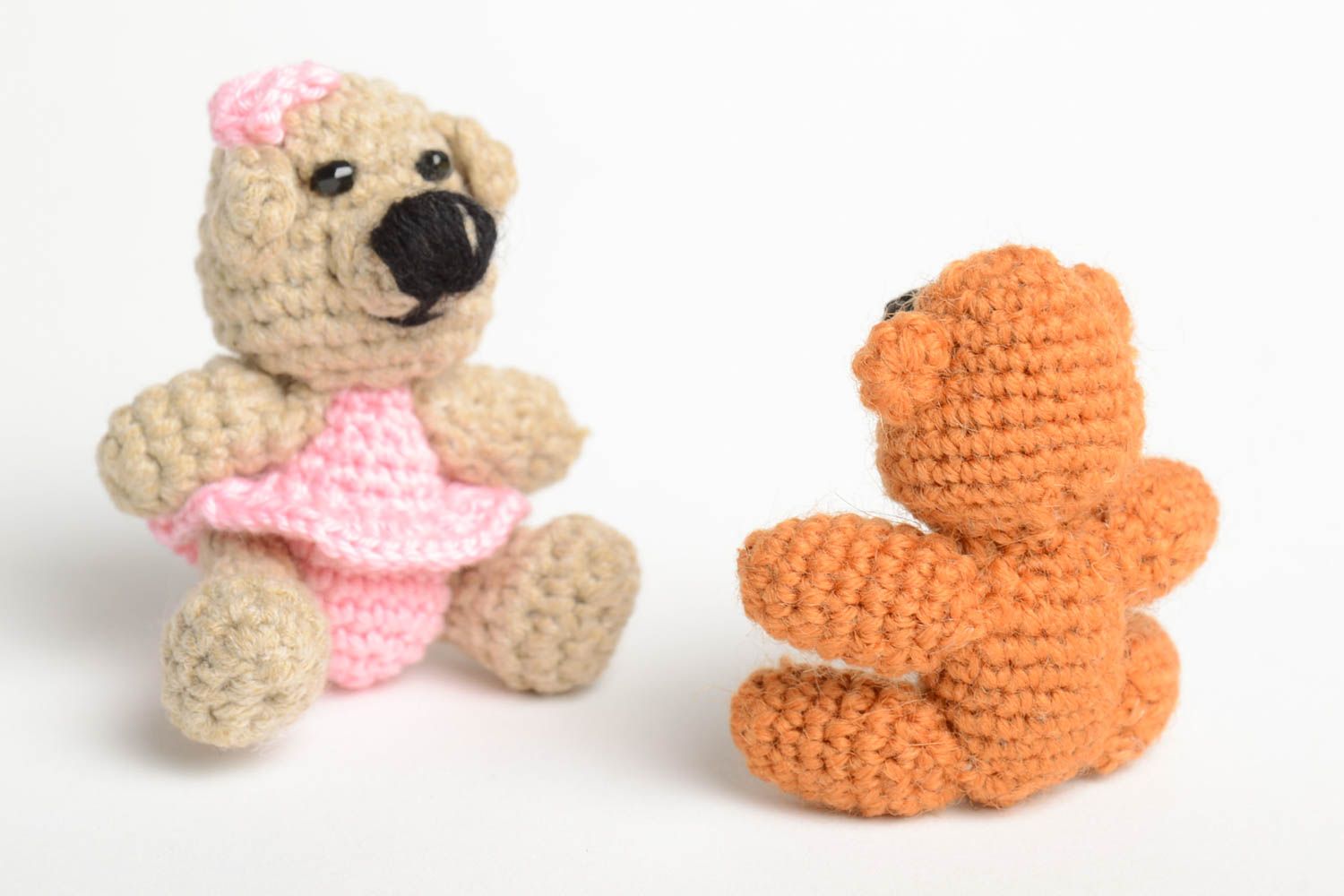 Peluches ours fait main Jouets nounours 2 pièces tricotés Cadeau enfant photo 4