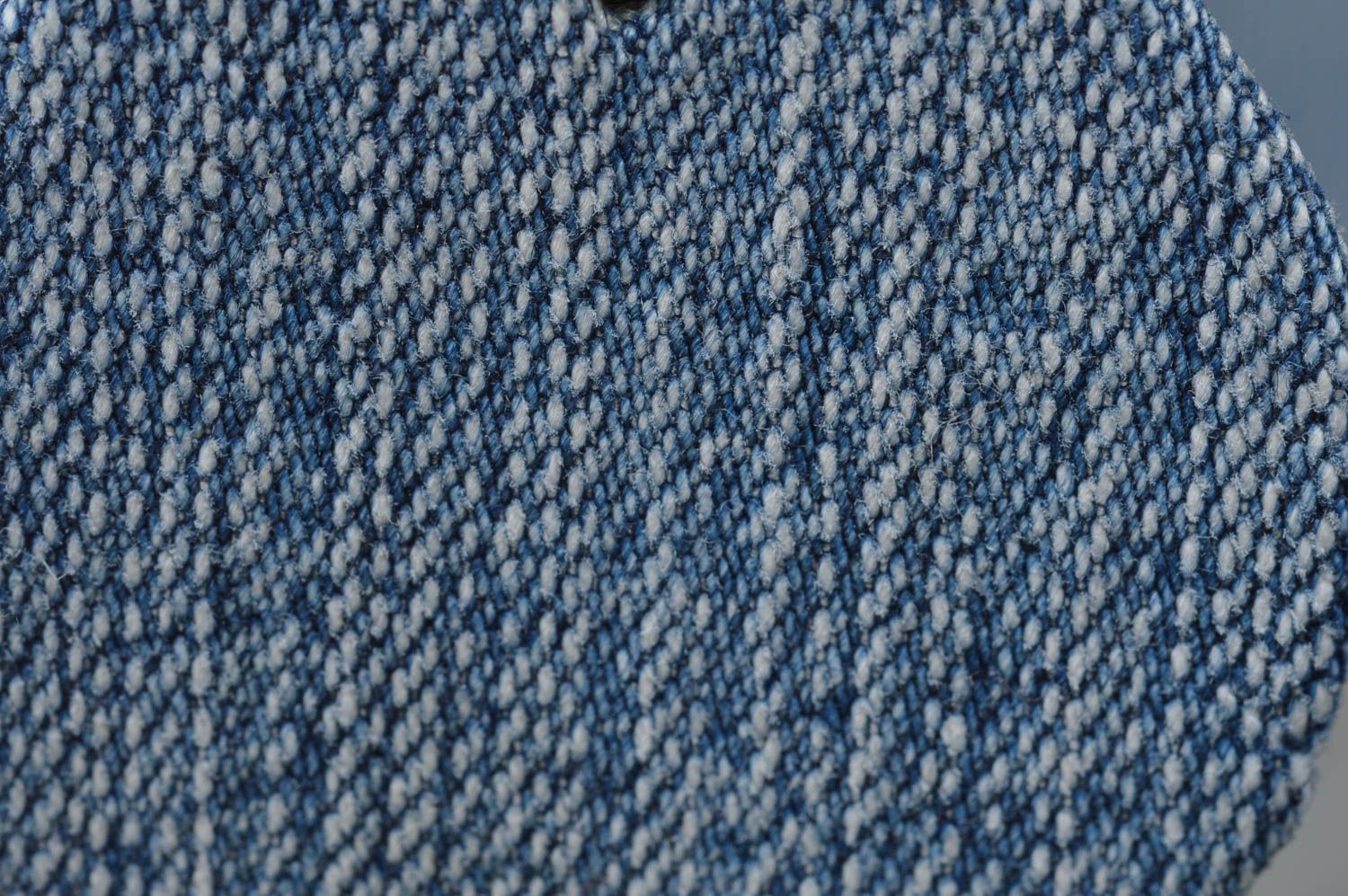 Авторские серьги из джинса круглые ручной работы светлые большие на каждый день фото 2