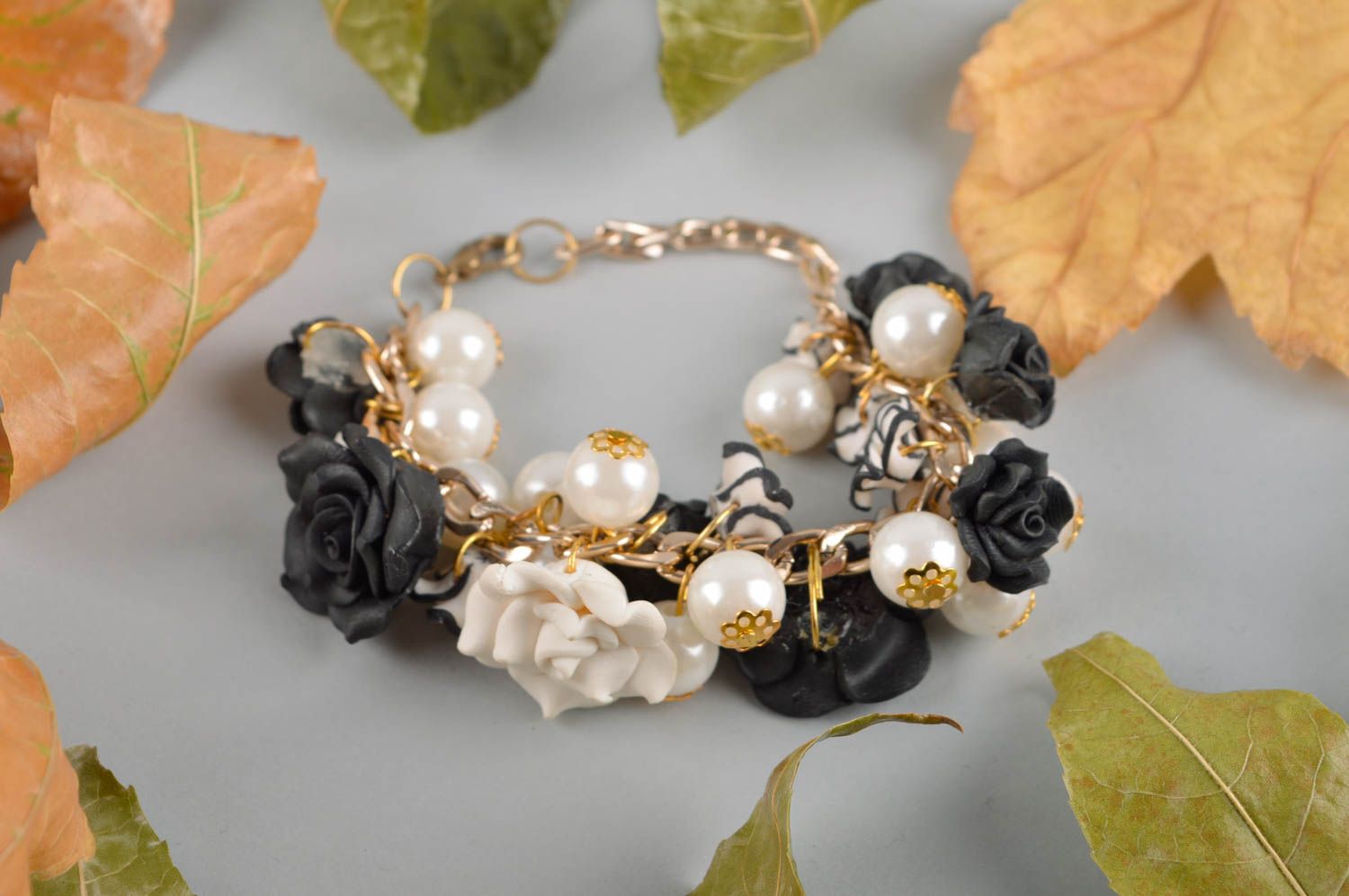 Handmade flower designer bracelet unusual elegant bracelet wrist jewelry photo 1