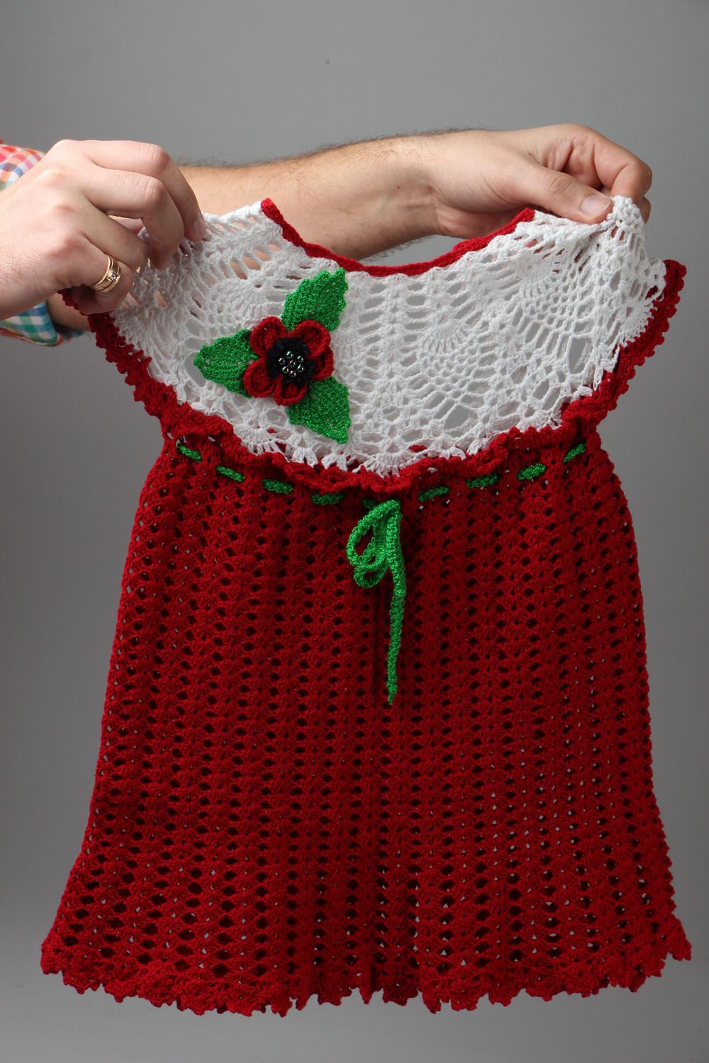 Red crochet dress photo 4