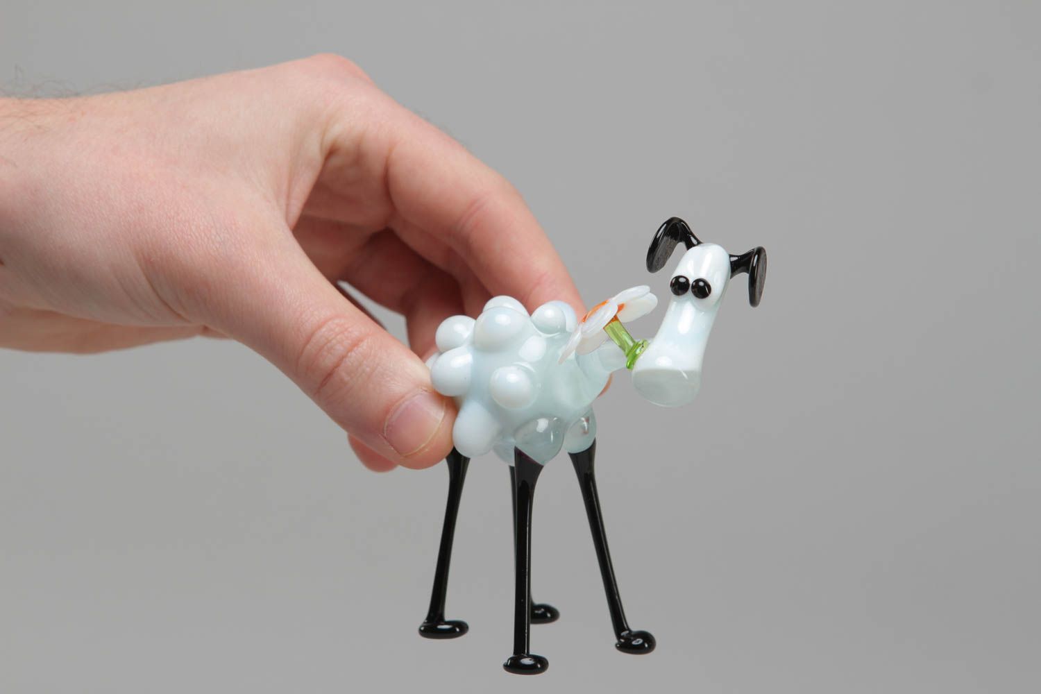 Funny lampwork glass statuette of sheep photo 4