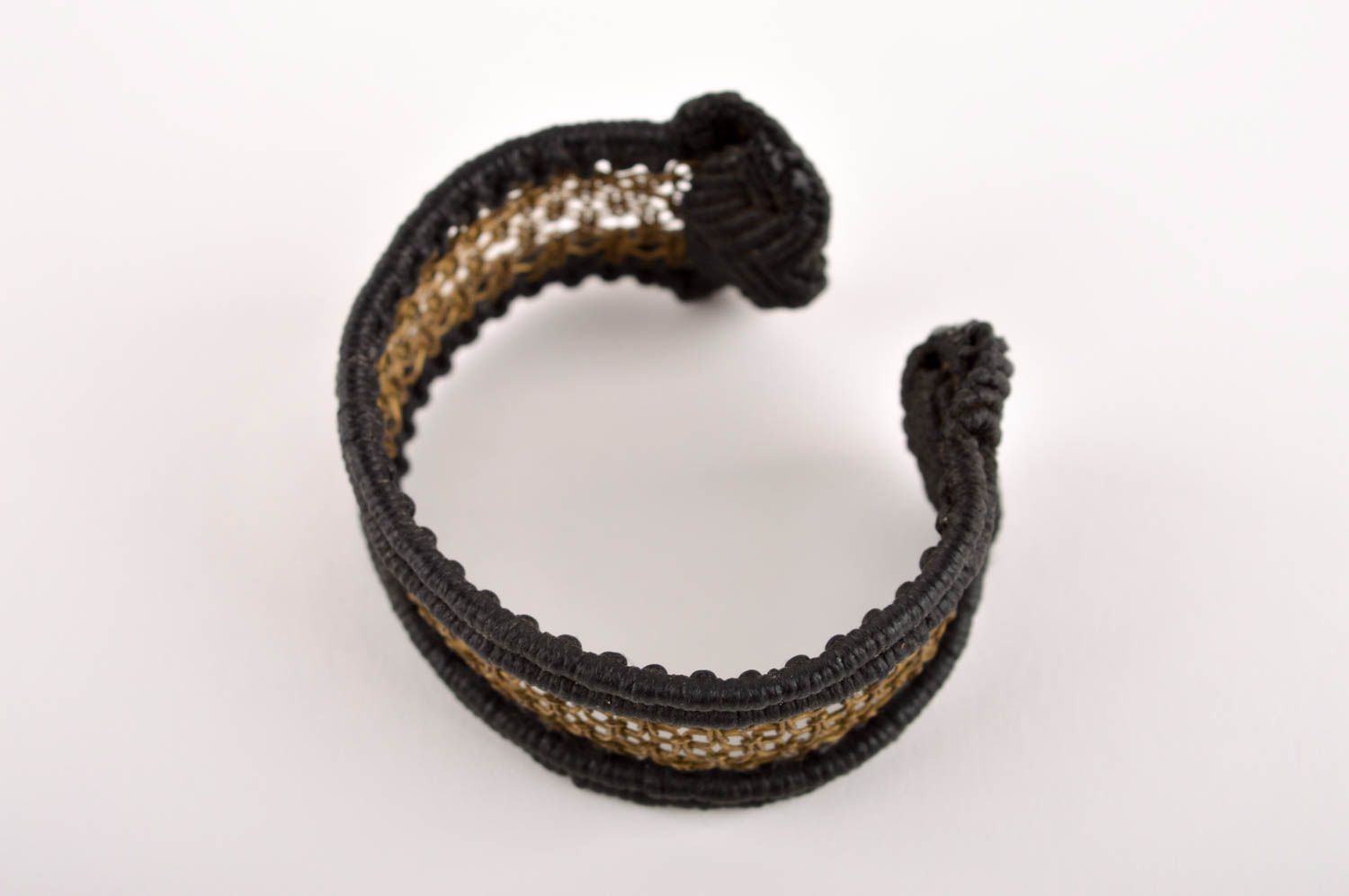 Плетеный браслет ручной работы браслет из латуни модный браслет черный фото 2