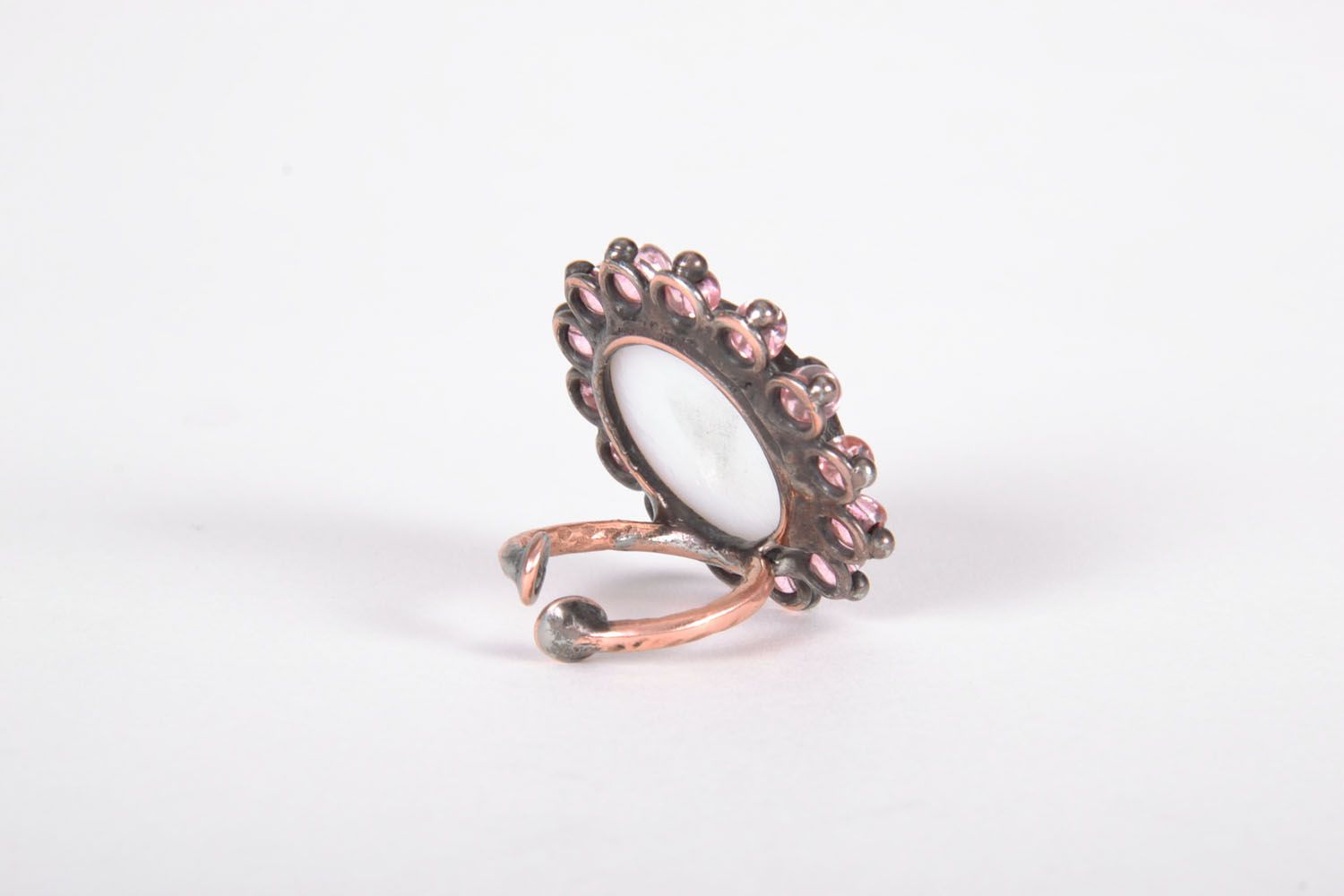Glass and metal ring Milk photo 2