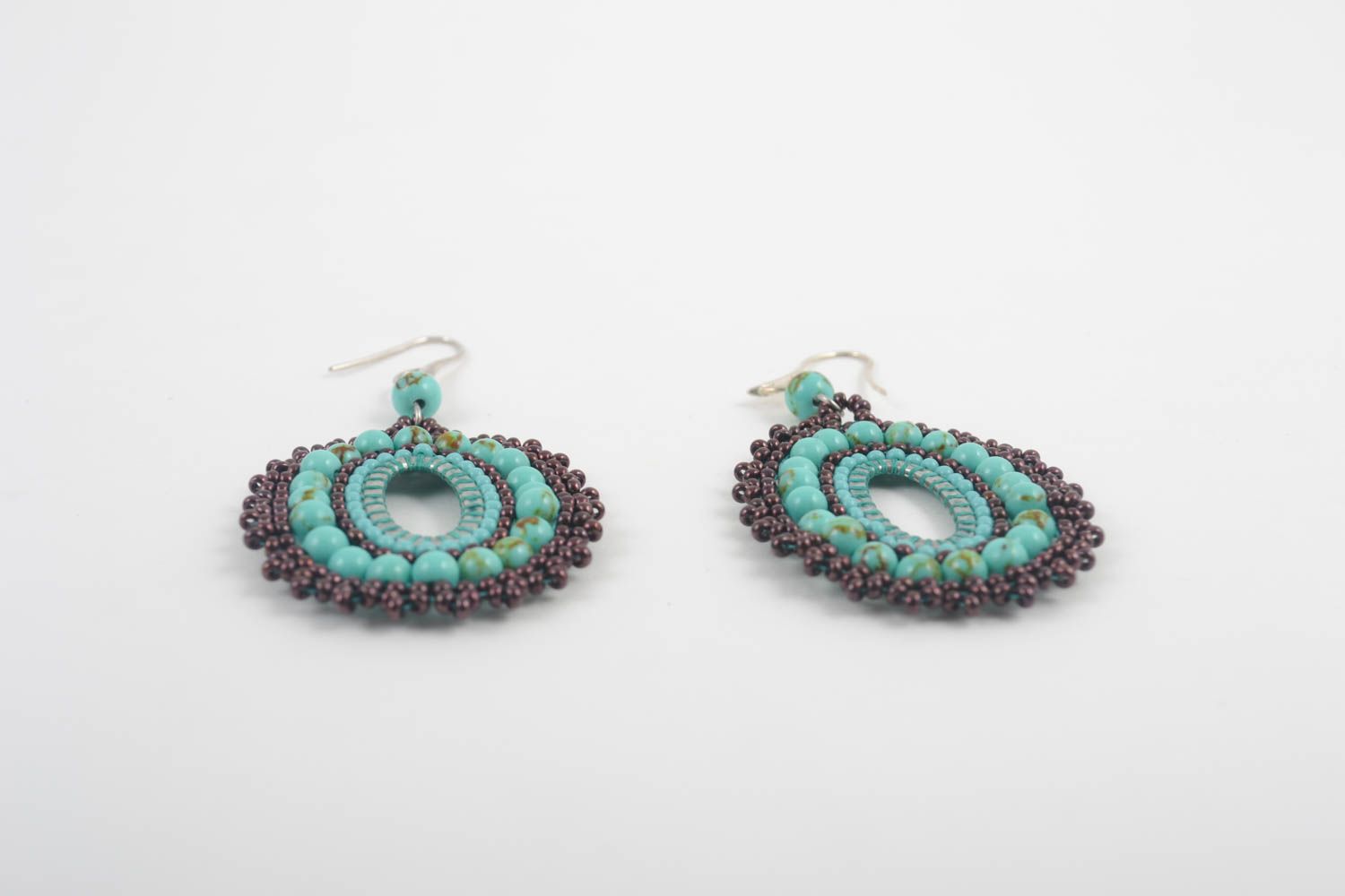 Handmade stylish cute earrings beaded jewelry for gift earrings in vintage style photo 2