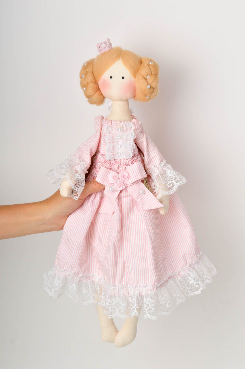 Beautiful handmade rag doll soft interior toy nursery design decorative use only photo 2