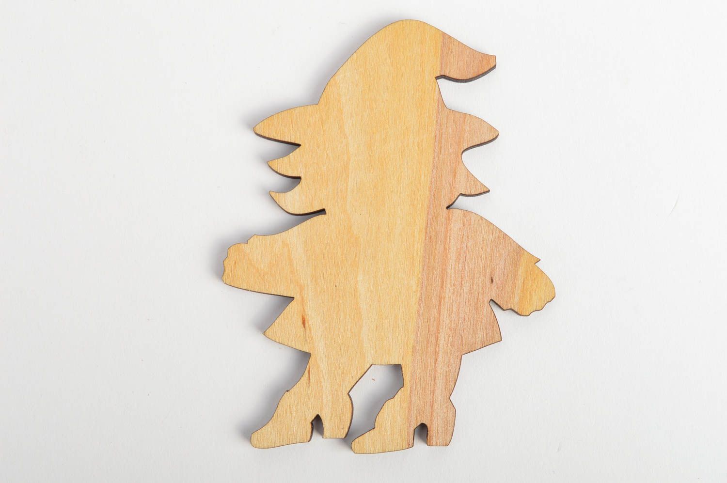 Interessanter künstlerischer Holz Rohling zum Bemalen lustige Hexe handgefertigt foto 2