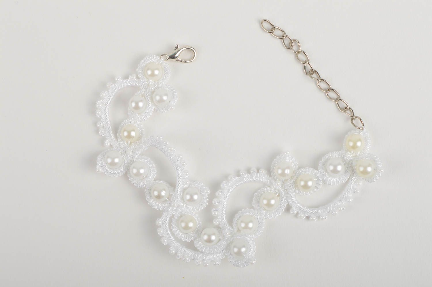 Armband Glasperlen handmade elegantes Damen Armband in Weiß Geschenk Ideen foto 4