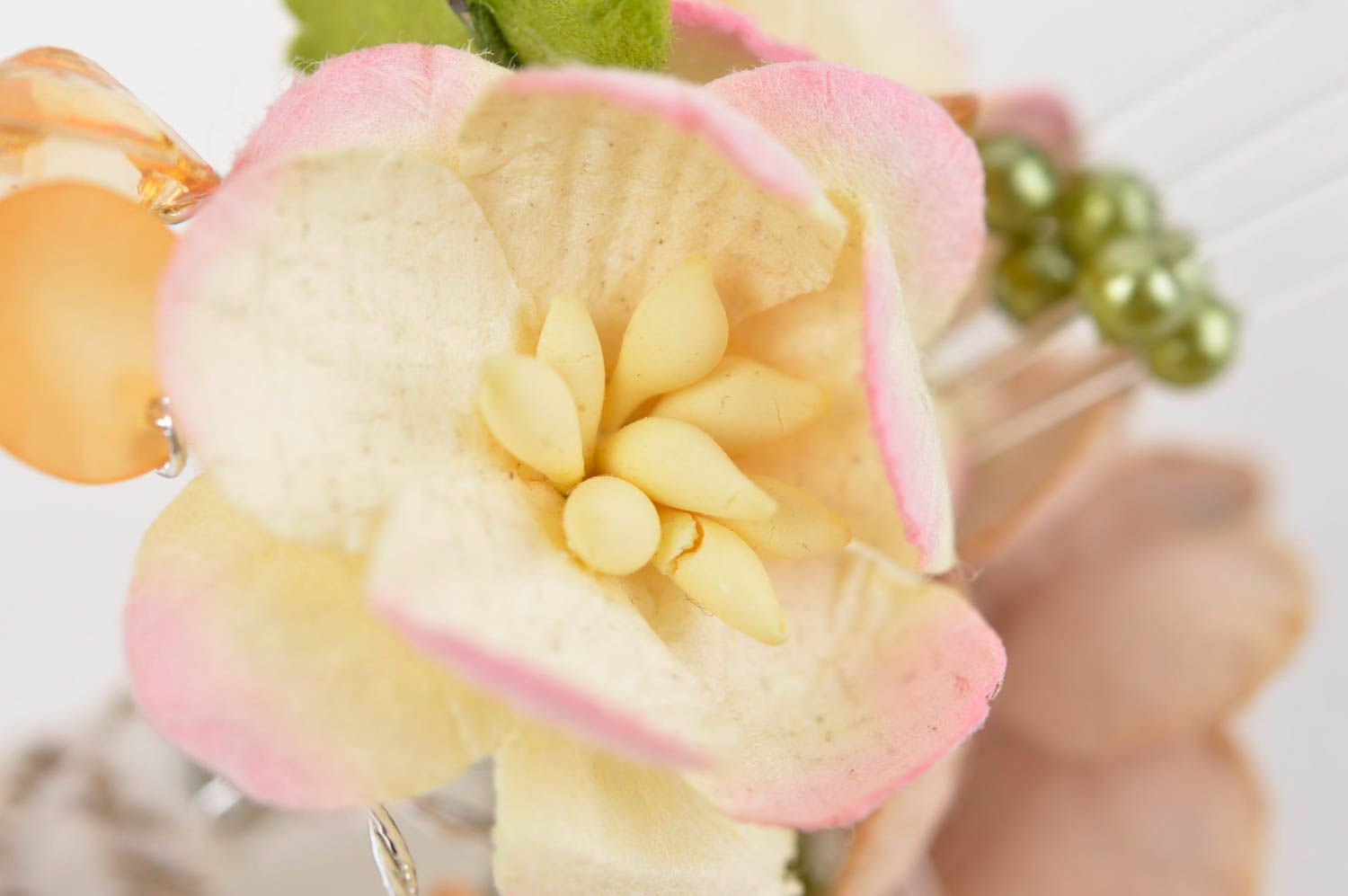 Bouquet de Fleurs artificielles fait main en papier et perles Déco maison photo 5