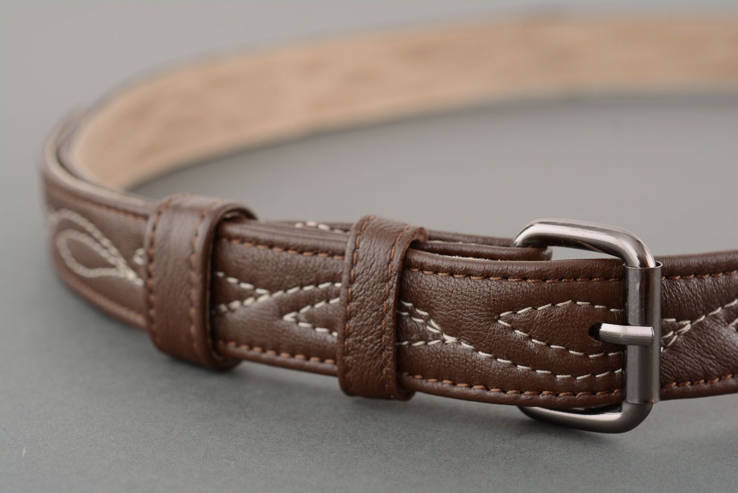 Stitched leather belt photo 2