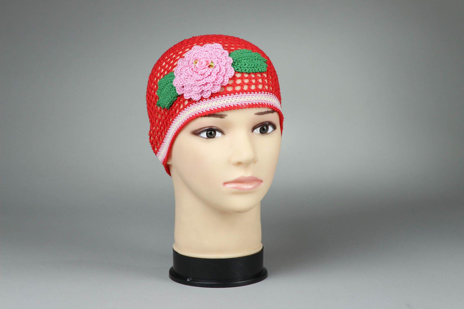 Cotton hat with flower size M photo 2