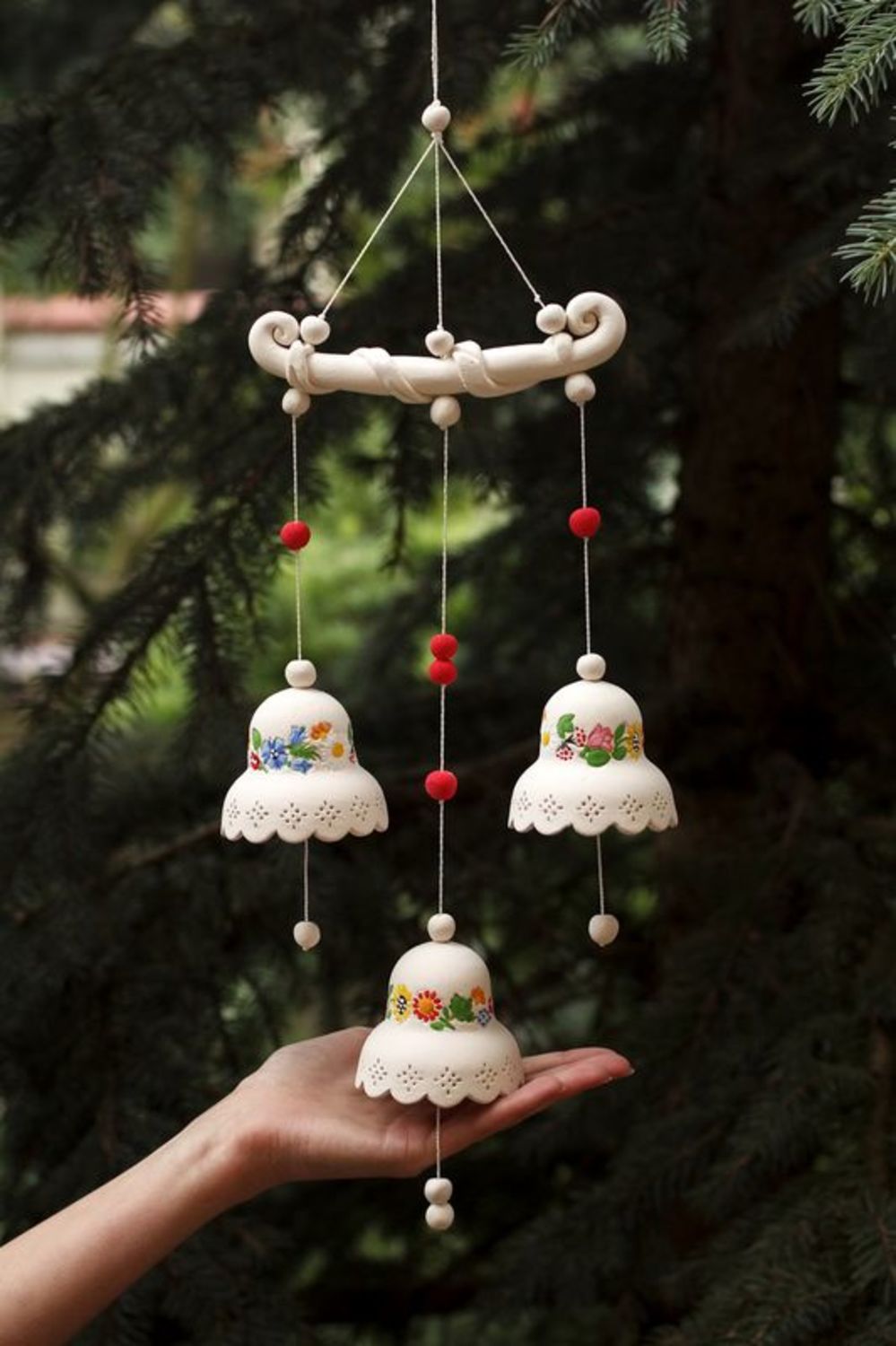 Ceramic bells with a cord photo 3