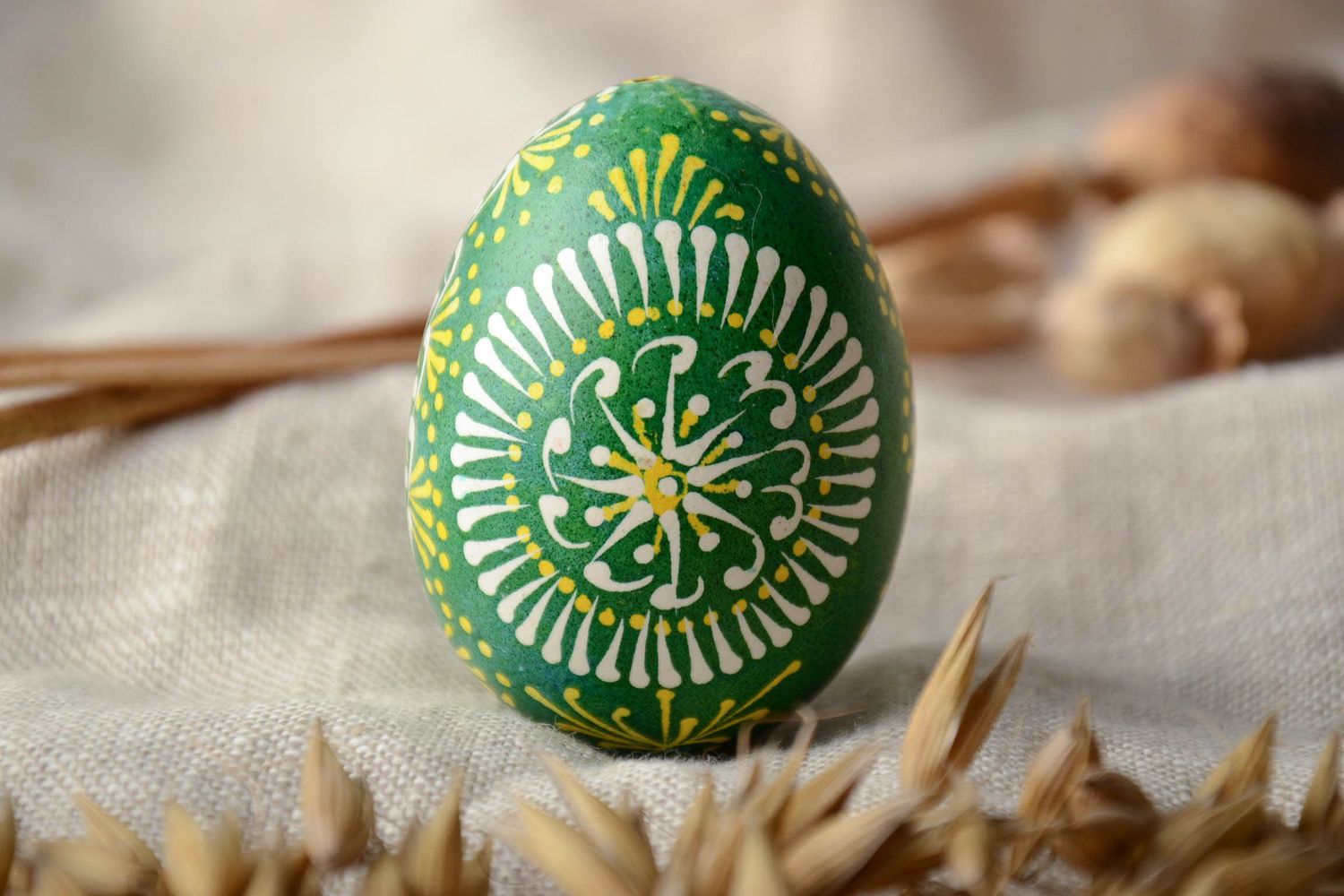Handmade decorative egg is green color palette photo 1