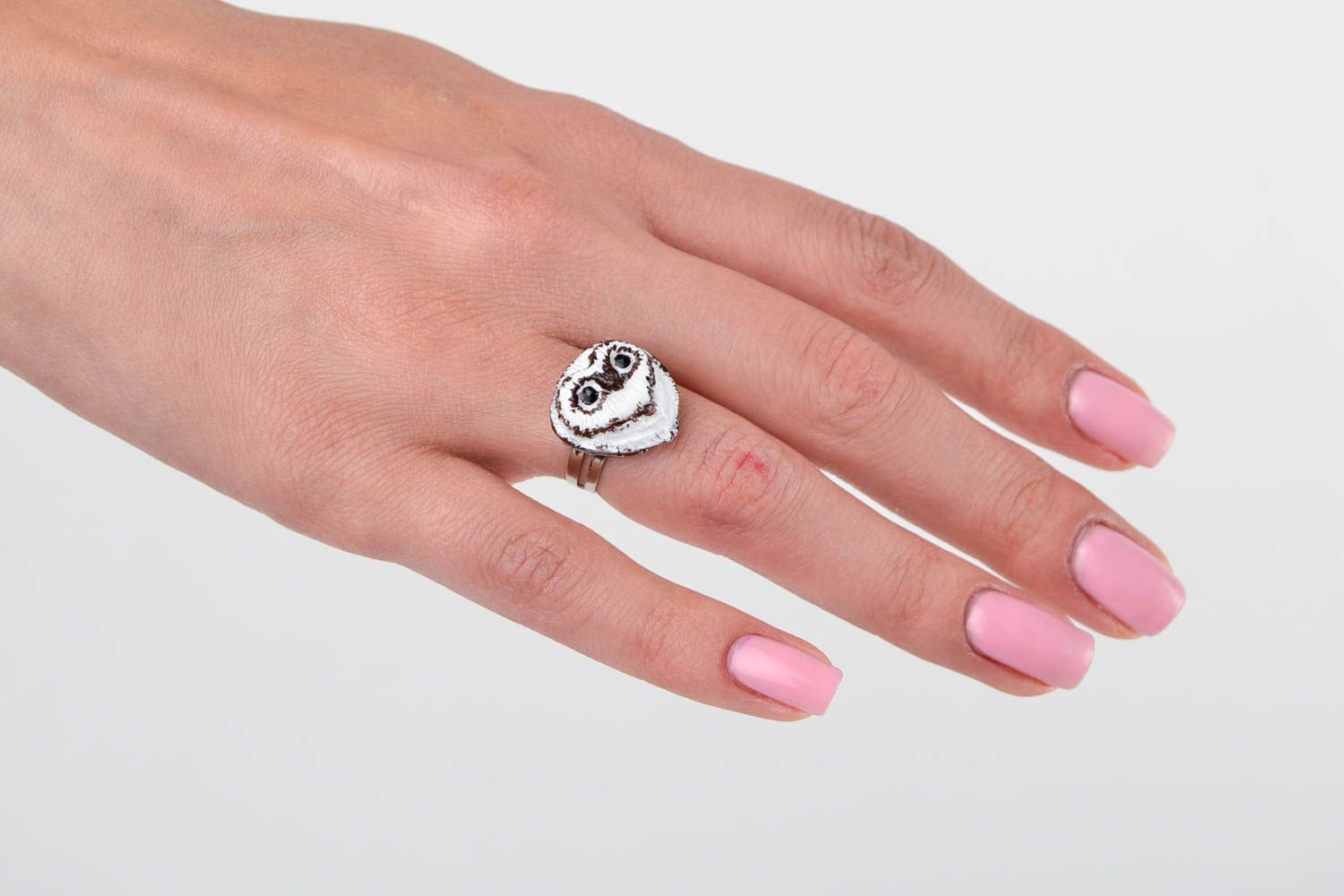 Polymer Clay Schmuck handgemacht ungewöhnlicher Ring Damen Modeschmuck Eule foto 2