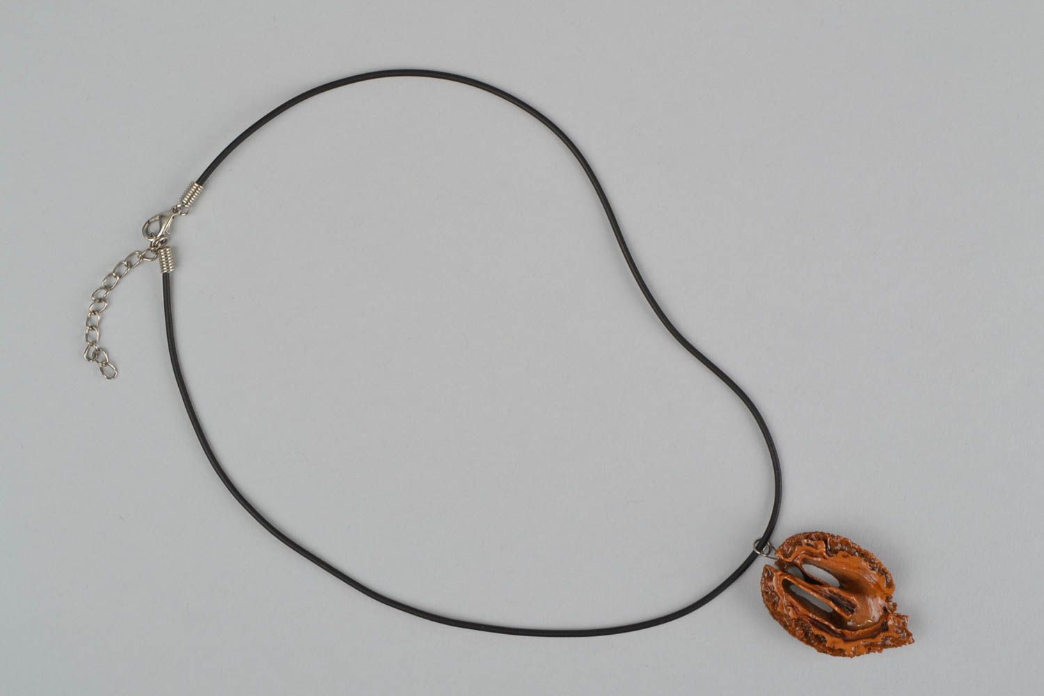 Beautiful handmade walnut neck pendant botanical jewelry fashion accessories photo 3