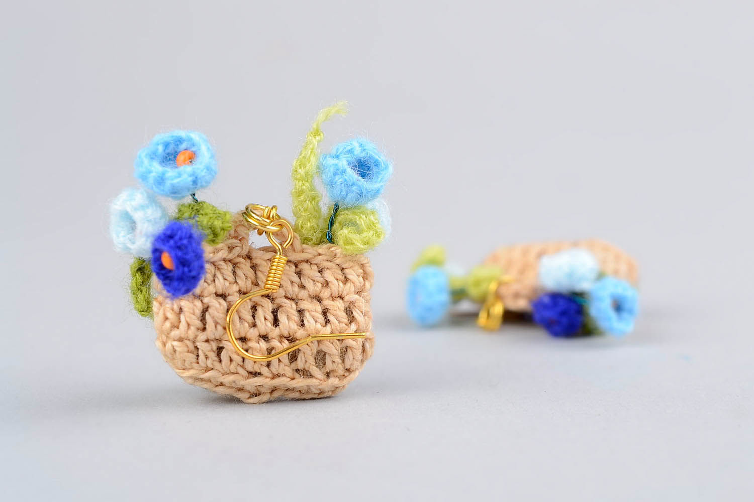 Earrings Basket of forget-me-nots photo 4