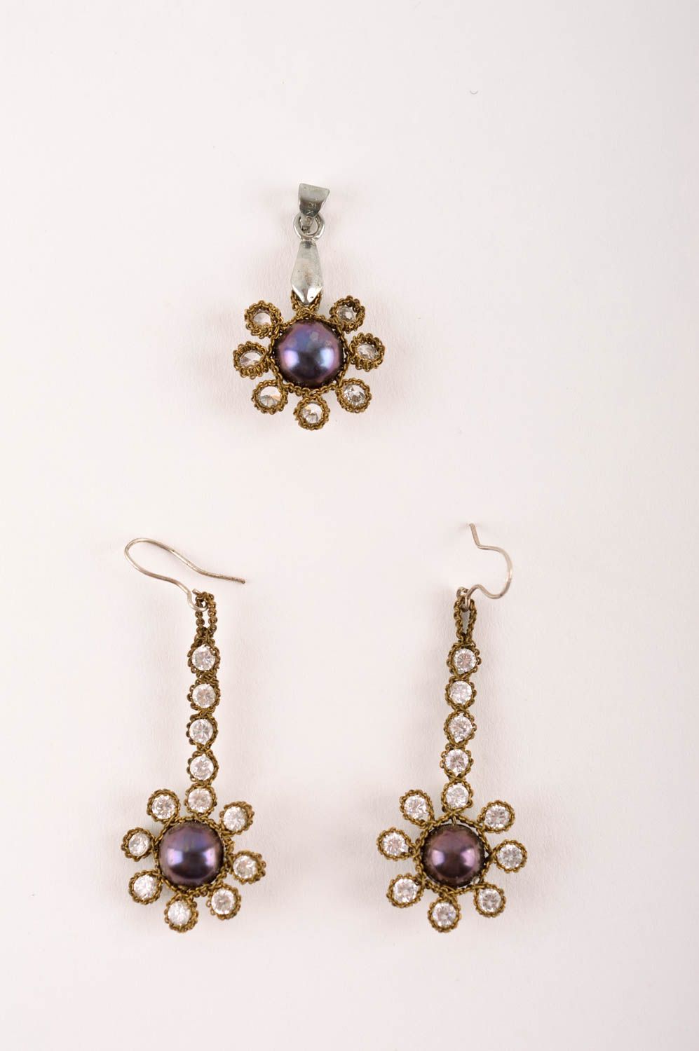Handmade metal jewelry set metal earrings pendant necklace fashion trends photo 2