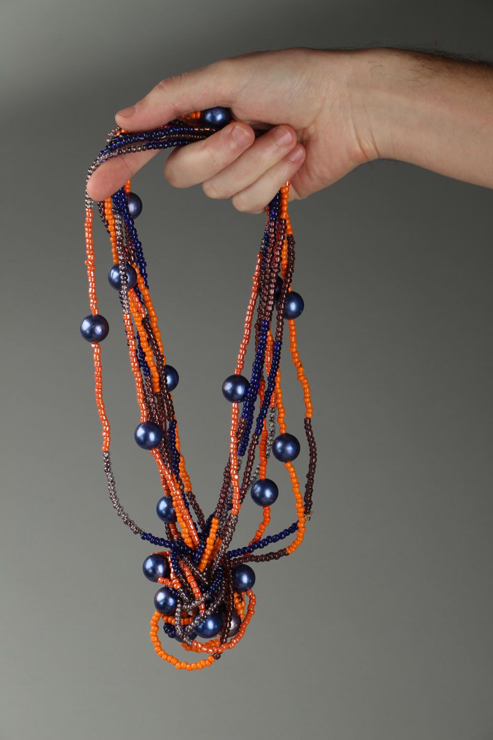 Bright handmade beaded necklace photo 4