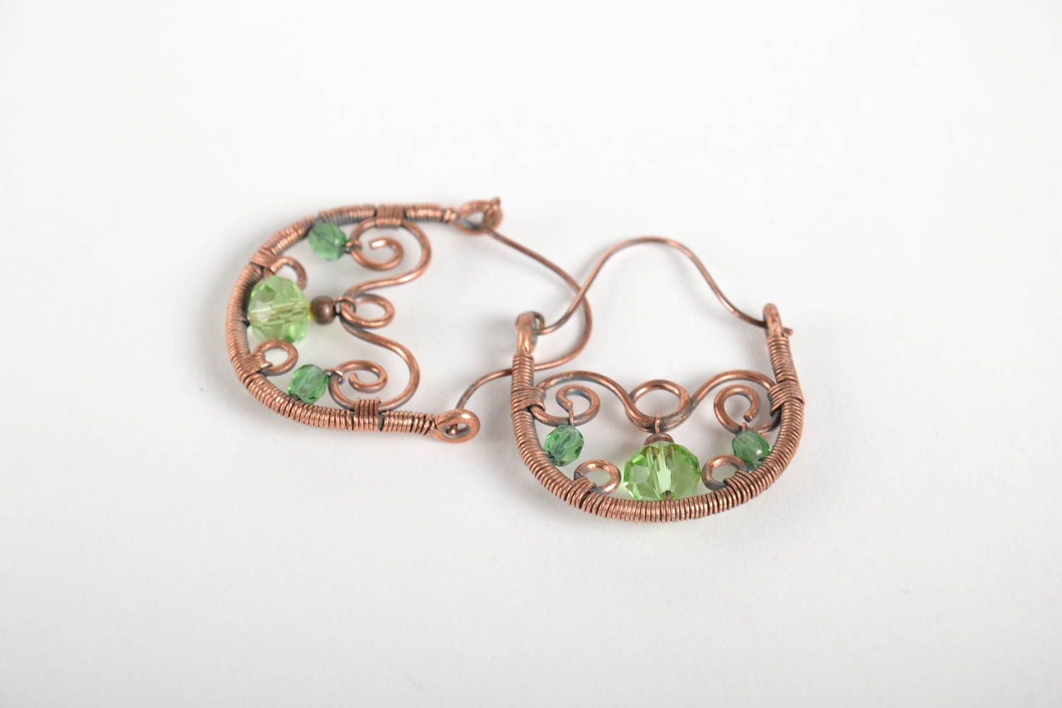 Metall Ohrringe handgemachter Schmuck Ohrringe für Damen aus Kupfer mit Perlen foto 4