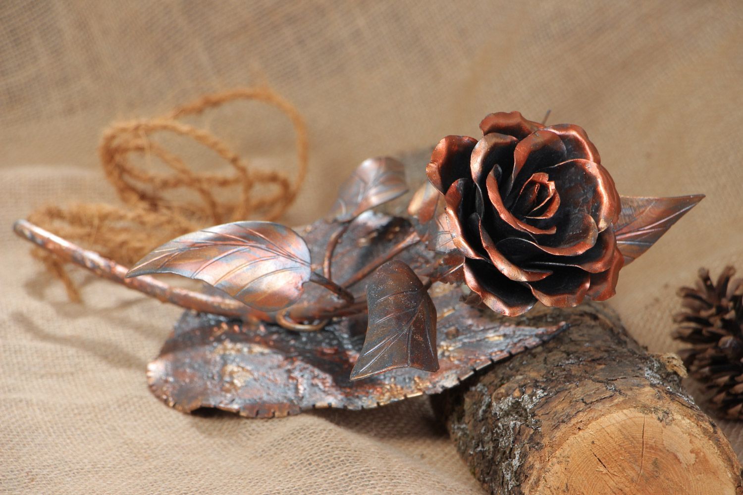Handmade elegant rose flower forged of metal present for woman photo 1