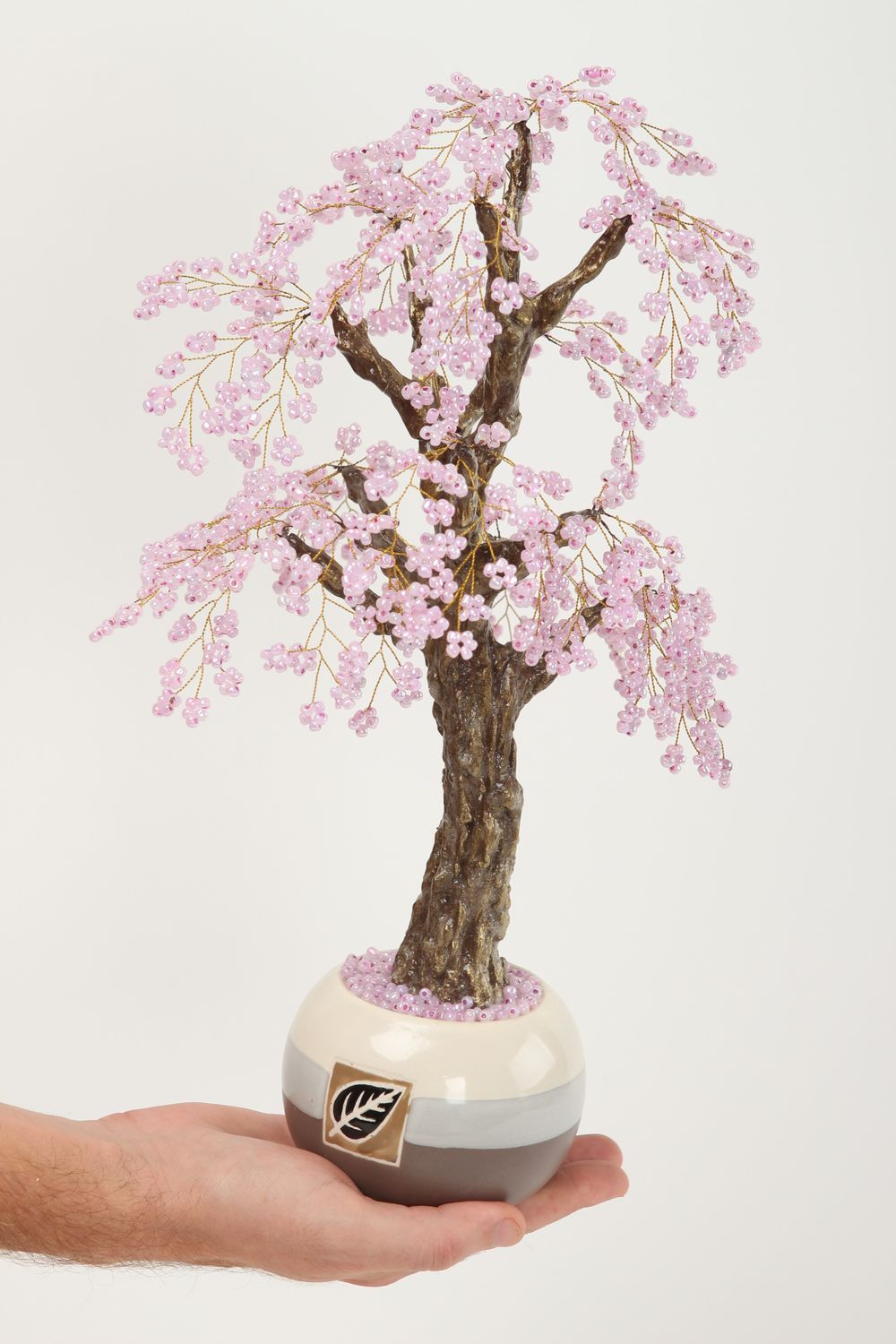 Arbre perles de rocaille fait main Arbre miniature rose doux Déco maison photo 5