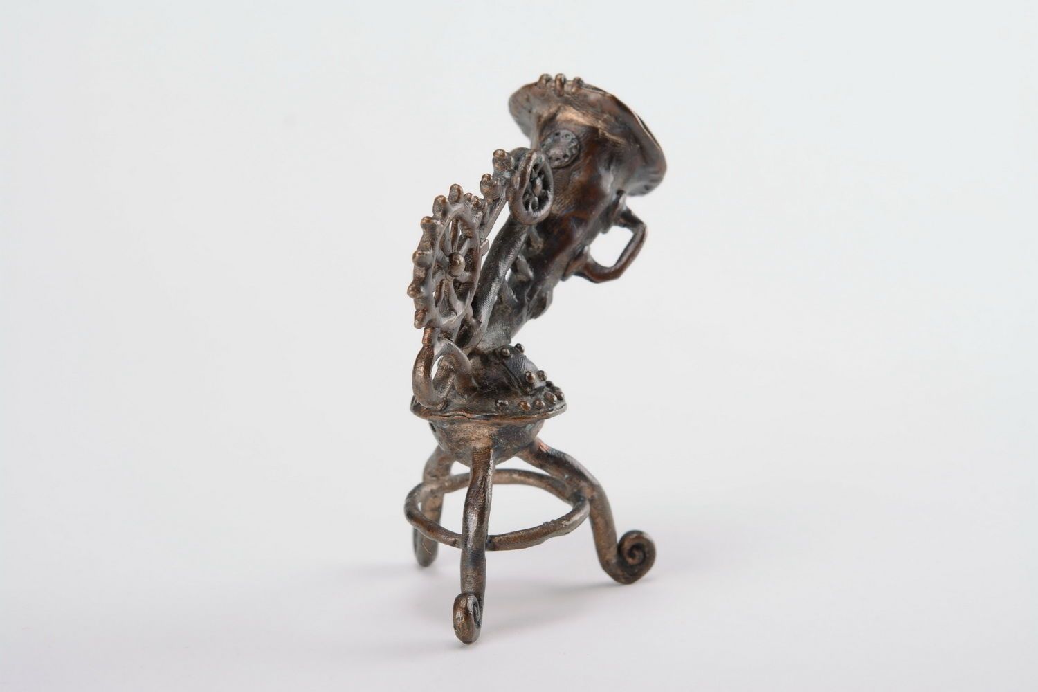 Sculpture bronze trompette méchanique photo 2