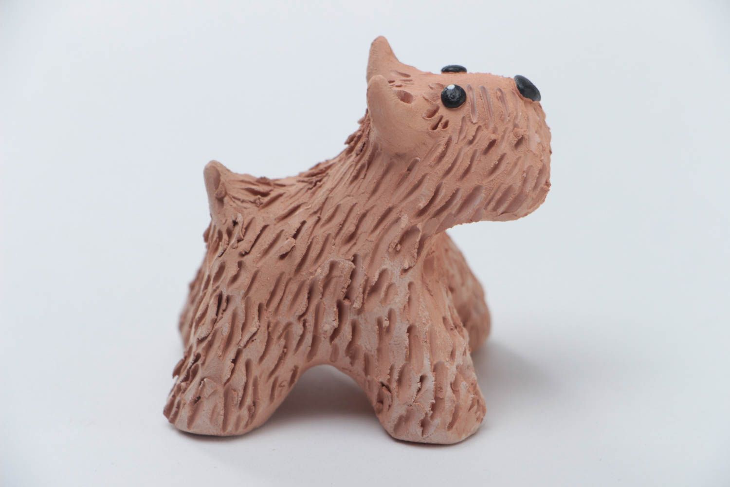 Kleine braune Deko Statuette aus Gips mit Bemalung Hund Künstler Handarbeit foto 3