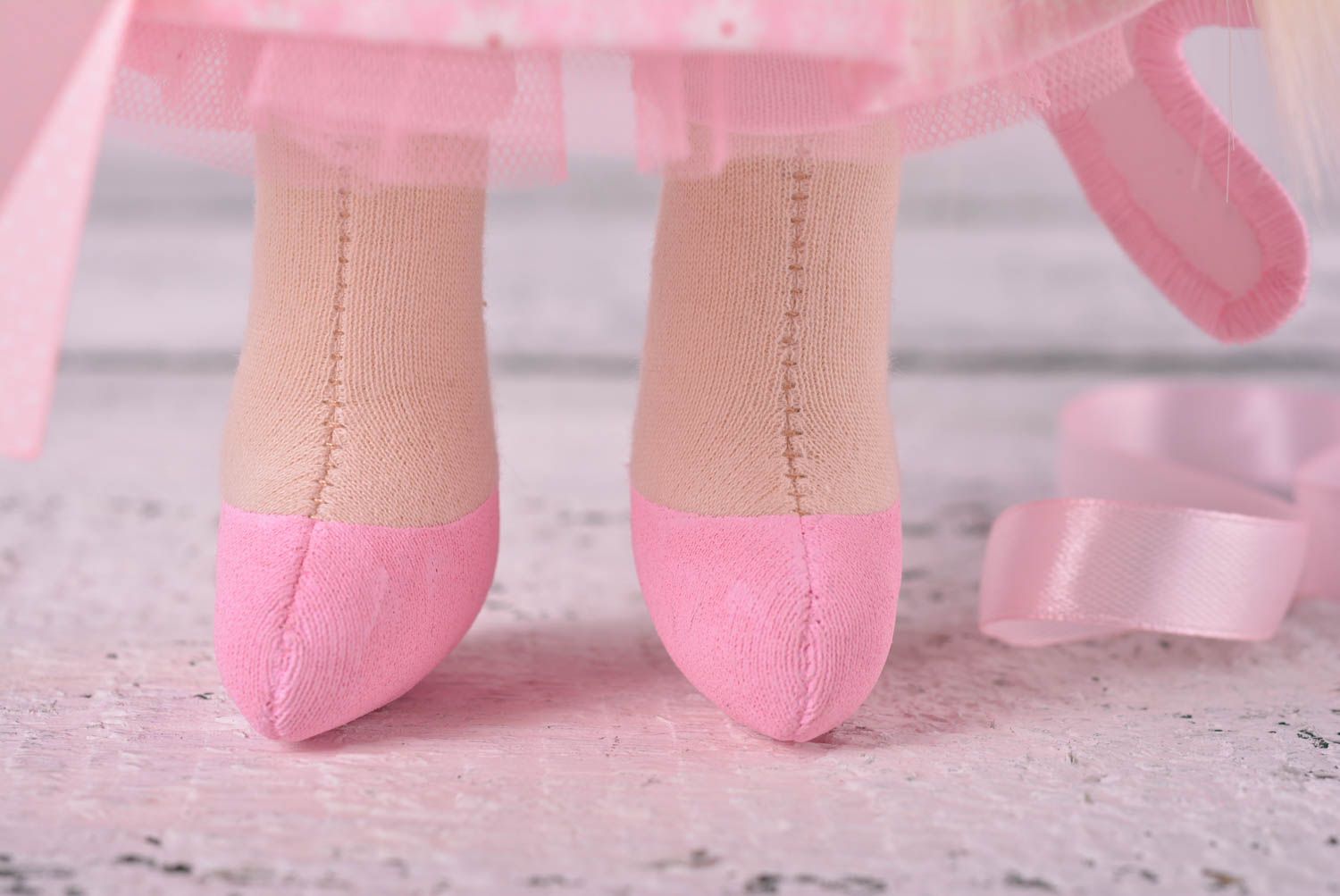 Кукла ручной работы кукла из ткани мягкая кукла из хлопка Розовая бабочка фото 5