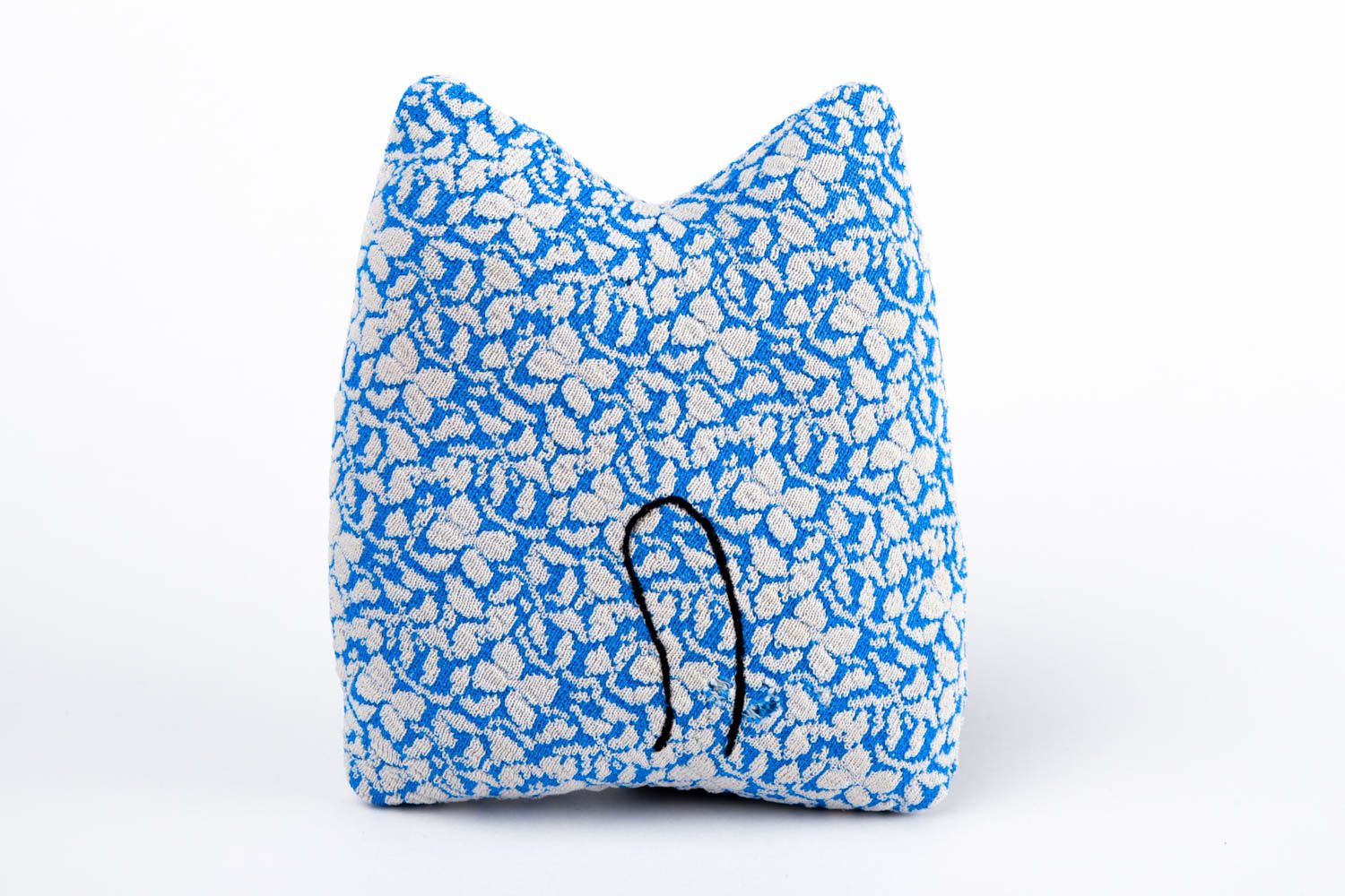 Peluche chat bleu à motif Jouet fait main tissu synthétique Cadeau pour enfant photo 5