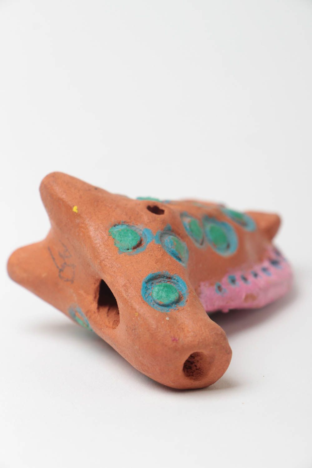 Глиняная свистулька лошадка маленькая с росписью красками игрушка для детей фото 4
