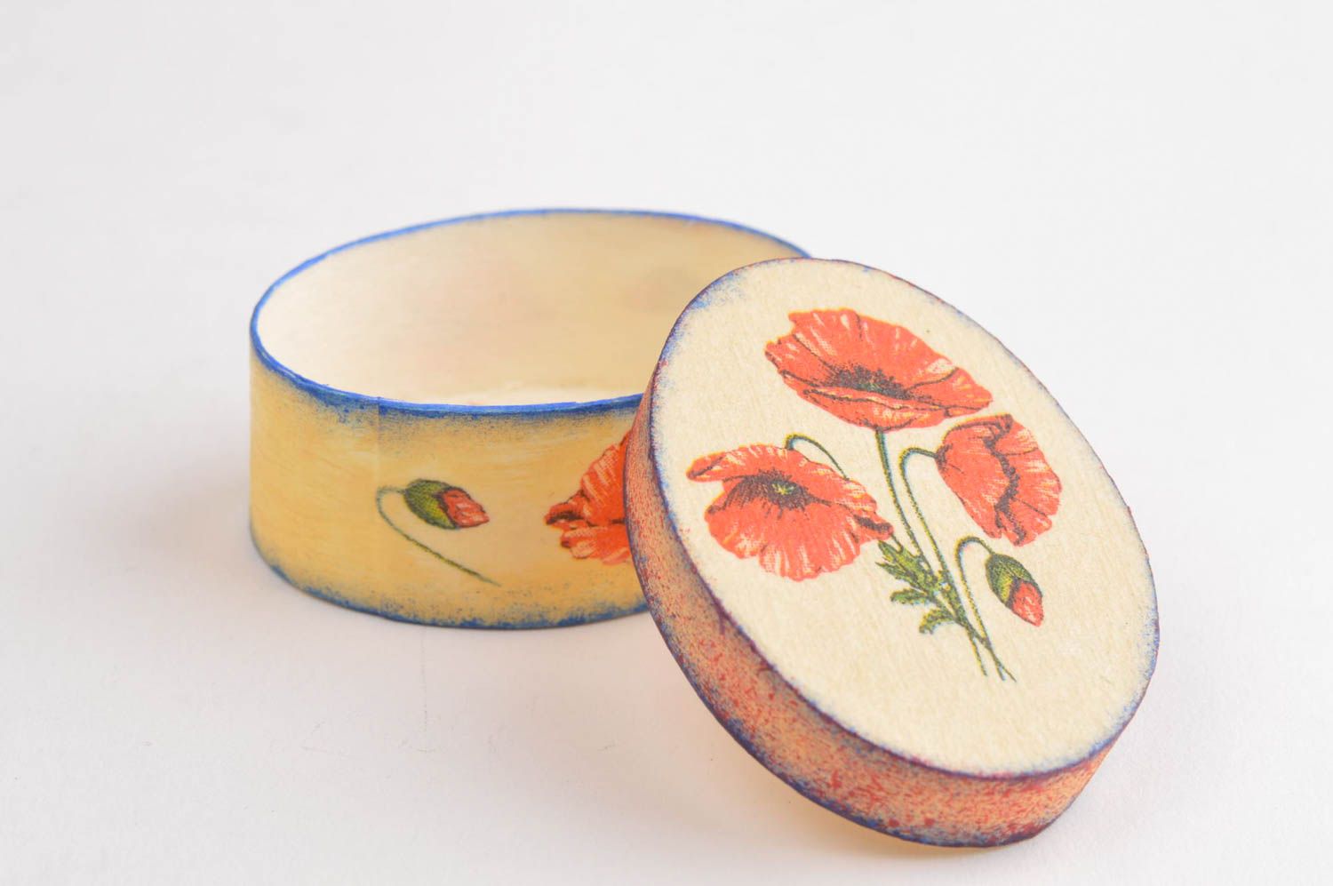 Petite Boîte à bijoux faite main ovale en cotreplaqué design floral Cadeau femme photo 1