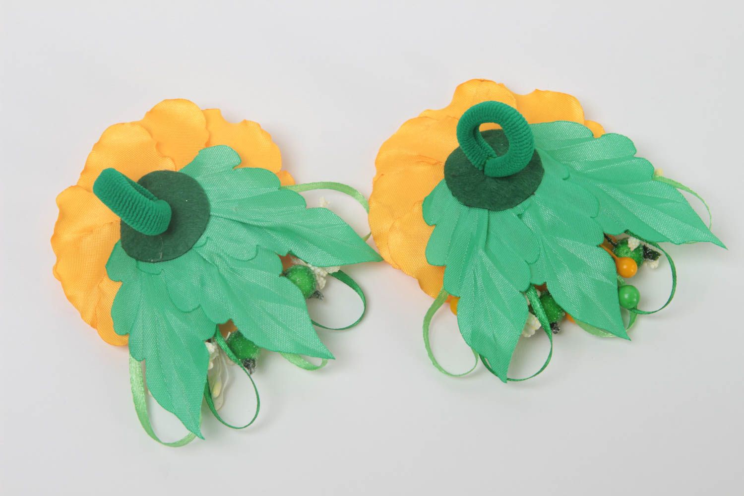 Детские резинки для волос с цветами ручной работы 2 штуки красивые стильные Маки фото 4