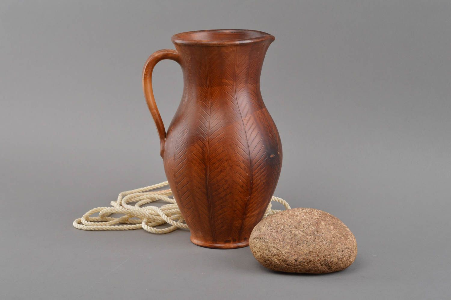 Classic view handmade 9 inches 45 oz ceramic water, wine, milk pitcher 1,7 lb photo 1