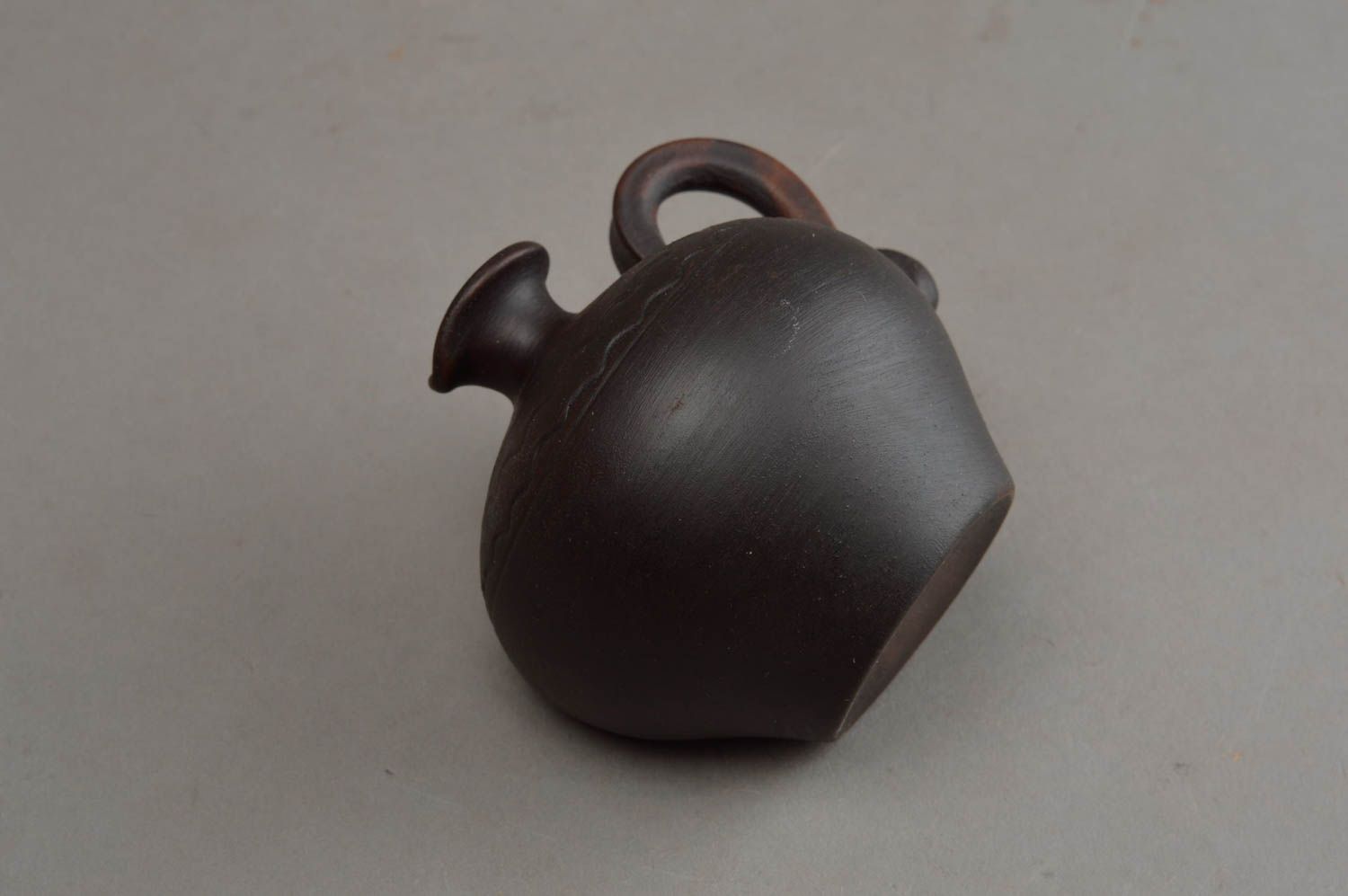 Ceramic clay decorative desk pitcher in brown color 0,35 lb photo 4